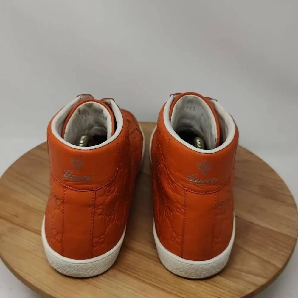 Gucci Orange Embossed High-Top Sneakers - Picture 5 of 12